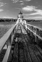 Old Wooden Walkway to Doubling Point Light  -BW